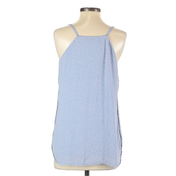 Ann Taylor Loft Blue Sleeveless Lightweight Casual Tiny Bird Print Top Blouse - Picture 6 of 9